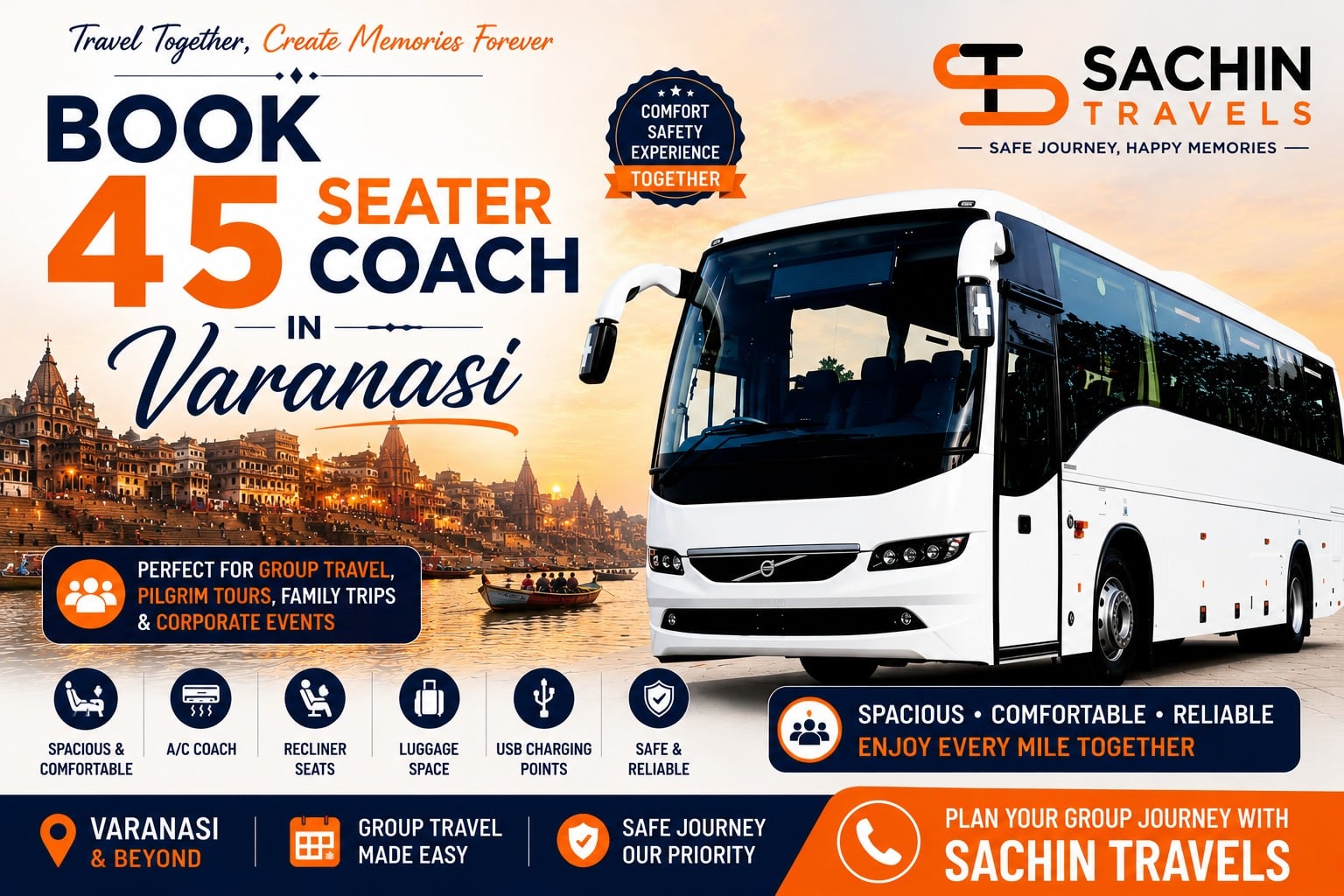 Mini Bus 45 Seater on rent in Varanasi